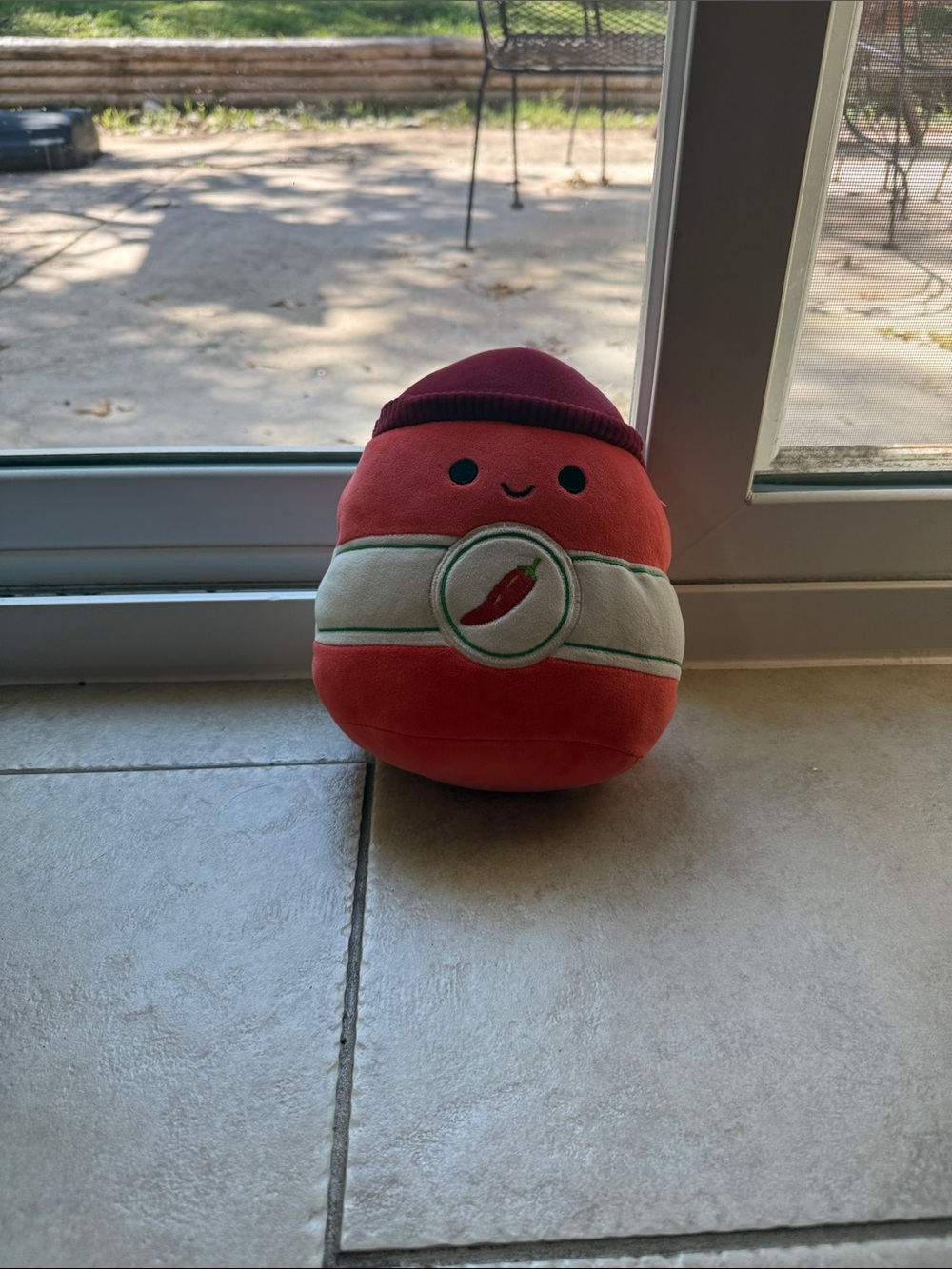 Squishmallows Red Chili Pepper Plush with Cream Stripe and Burgundy Hat